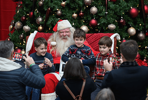 Santa and three boys